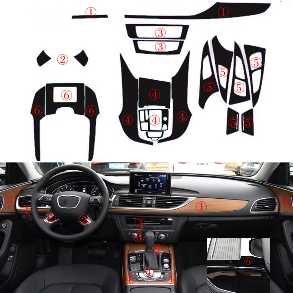 5d Reflective Carbon Fiber Interior Decal Trim Dash Kit For Audi A6