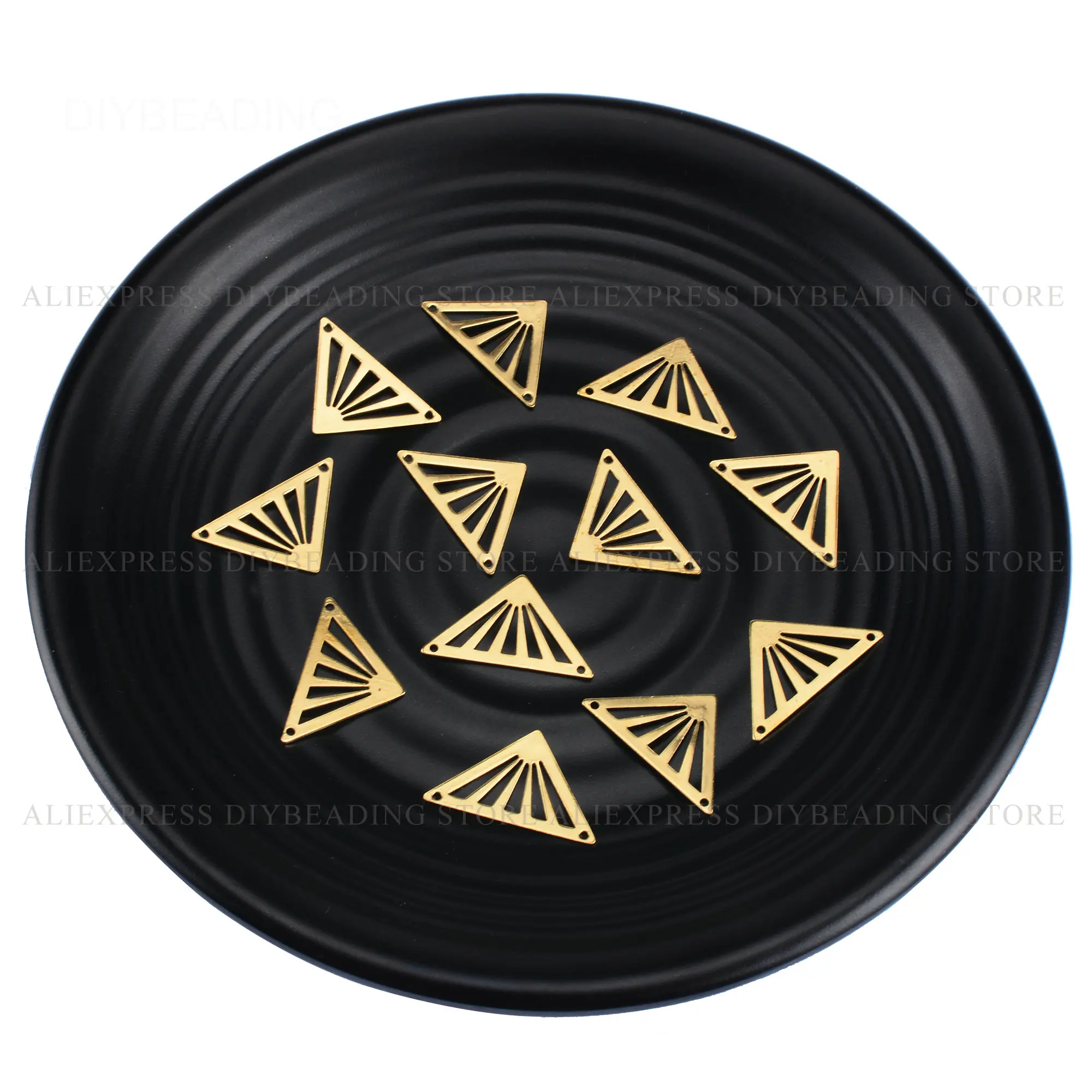 

10-500 Pcs Brass Finding Bulk Wholesale Triangle Geometric Charm Pendant Connector Component for Making Earring Necklace Jewelry