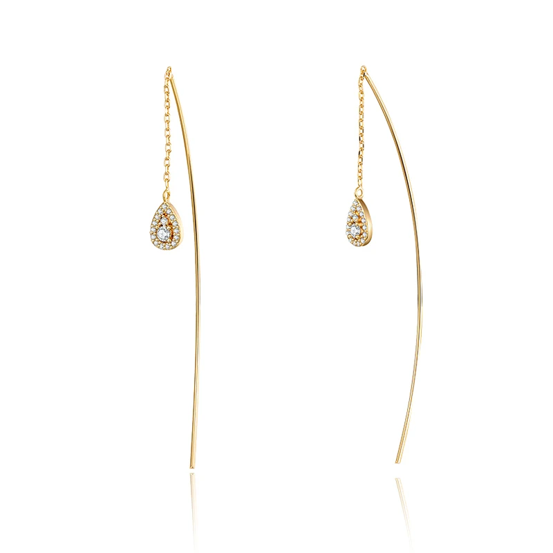 Простая Капля воды циркония металлическая Удочка длинные серьги для женщин