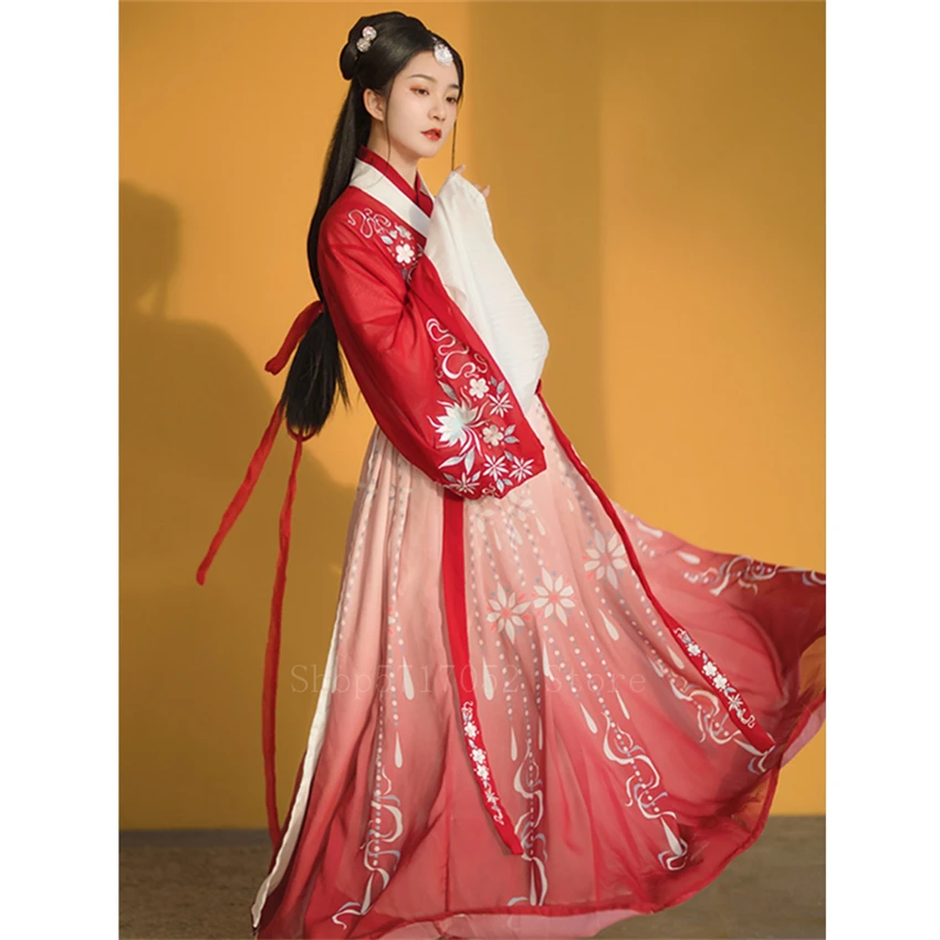 Платье Hanfu Сказочный Косплей 4 цвета красный Восточный китайский костюм для