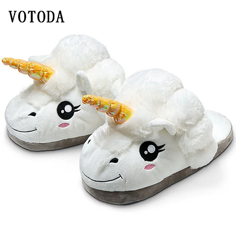 

Winter Unisex Unicorn Slippers Home Cartoon Warm Cotton Plush Slippers Women Soft Funny Animal Monster Slipper Indoor Floor Shoe