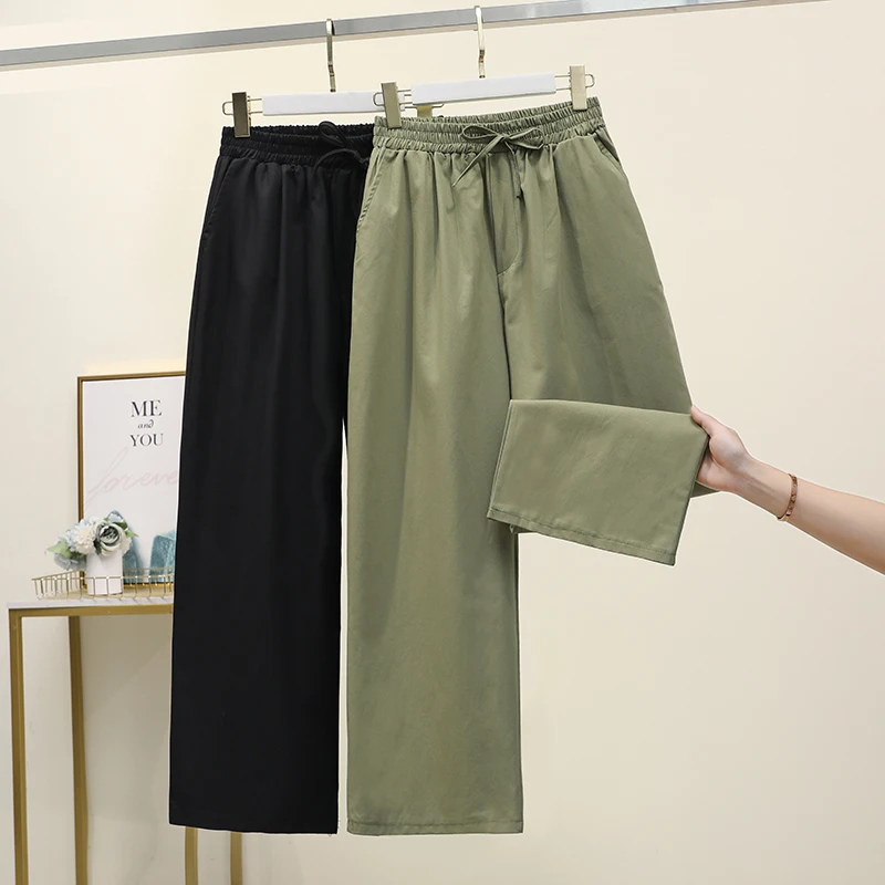 Plus Size 4XL Women Trousers 2020 Autumn Ladies Cargo Pants Loose Wide Leg Pants Casual Drawstring Elastic Waist Women Capris Plus Size 4XL Women Trousers 2020 Autumn Ladies Cargo Pants Loose Wide Leg Pants Casual Drawstring Elastic Waist Women Capris