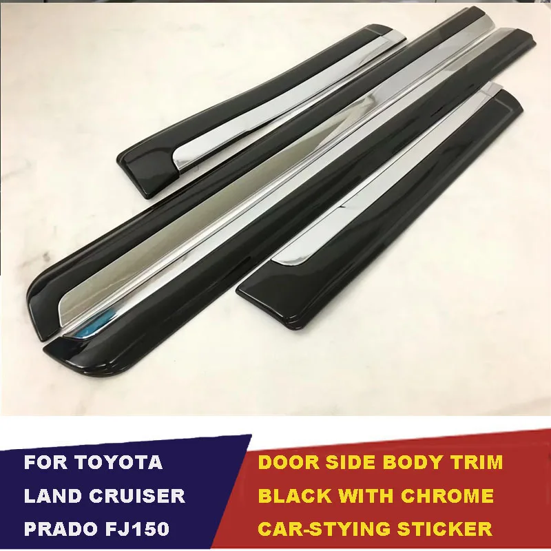 Black door side moulding body moulding cover trim article scratch-resistant for toyota land cruiser prado fj150 2010