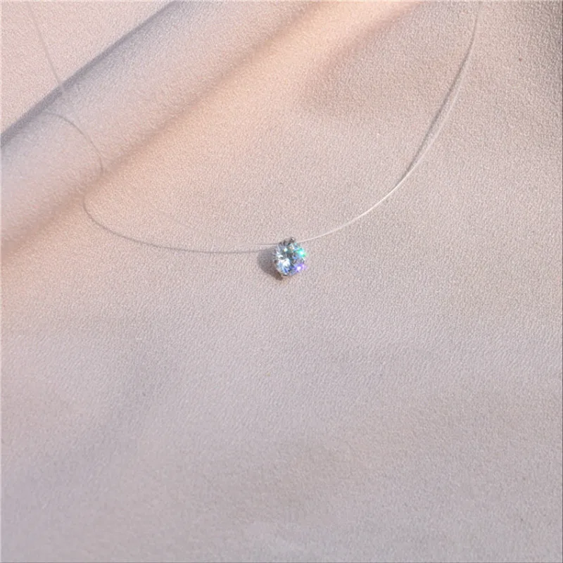 Collar de hilo de pescar transparente para mujer, cadena Invisible con diamantes de imitación, regalo para mujer, gran oferta