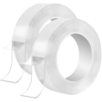 

2PCS Reusable Double-Sided Tape Nano Tape Seamless Tape Removable Sticker 1mm Thick 5Mx3cm