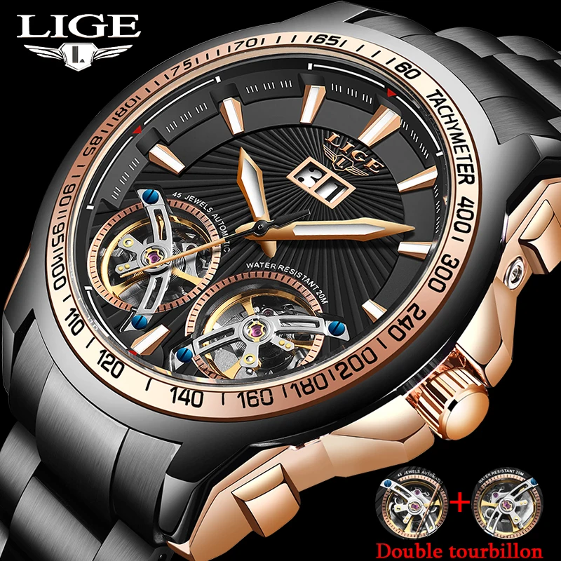 2020 новые мужские часы LIGE High End 100 м водонепроницаемые механические роскошные