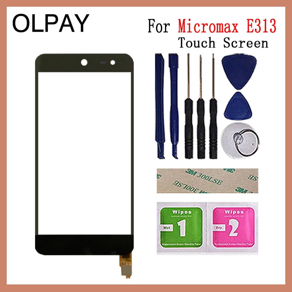 Black With Tools OLPAY 5," мобильный сенсорный экран сенсор для Micromax E313 сенсорный экран дигитайзер Передняя стеклянная панель инструменты Бесплатный клей+ салфетки - Color: Black With Tools