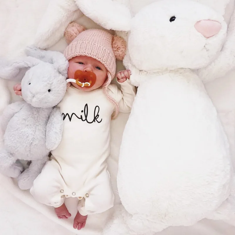 Baby Newborn Boy Girl Milk White Romper Tops Jumpsuit Clothes Outfit Lovely Baby Girls Clothes