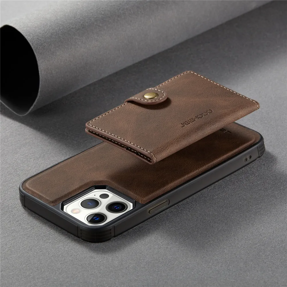 Magnetic Leather Wallet Flip Case for iPhone 13 12 Pro Max 11 X XR XS SE2 7 8 Plus Card Holder 2 IN 1 Removable Back Cover | Мобильные