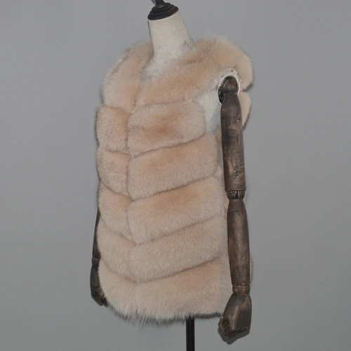 beige pink Горячая Распродажа, жилет из натурального Лисьего меха, новинка, женский жилет на осень и зиму высокого качества из натурального Лисьего меха, женский жилет для натуральный мех лисы - Цвет: beige pink
