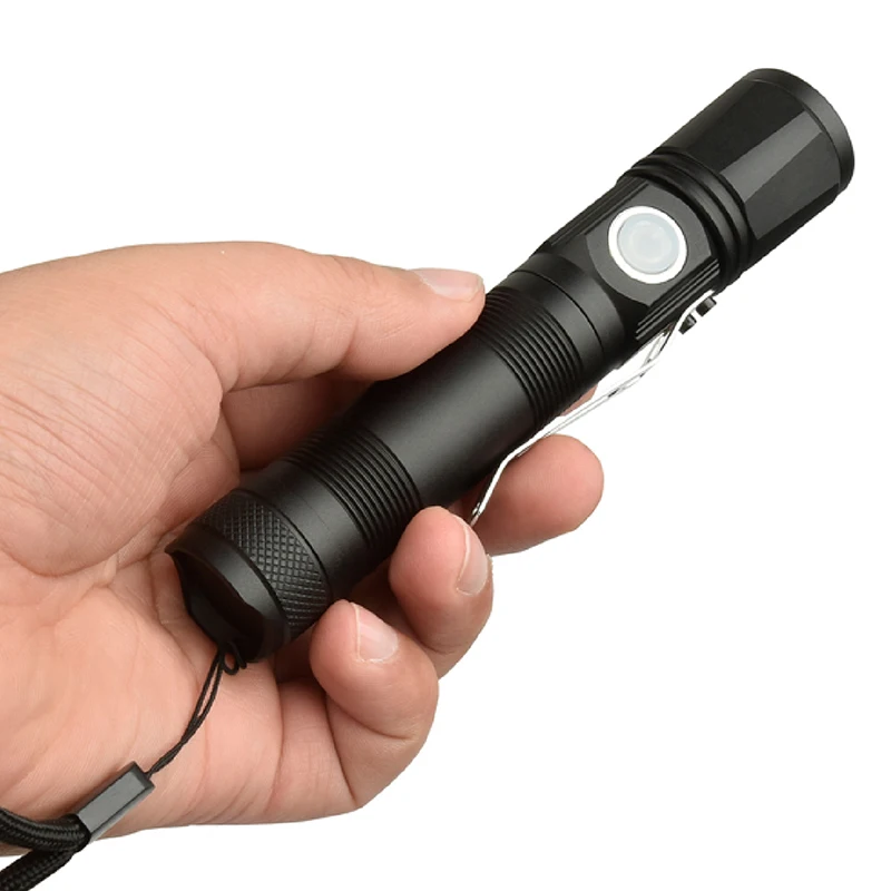 Litwod Z201301 Micro USB Rechargeable LED Flashlight Torch XML T6 Zoomable 5 Modes Aluminum Lanterna power by 18650 battery