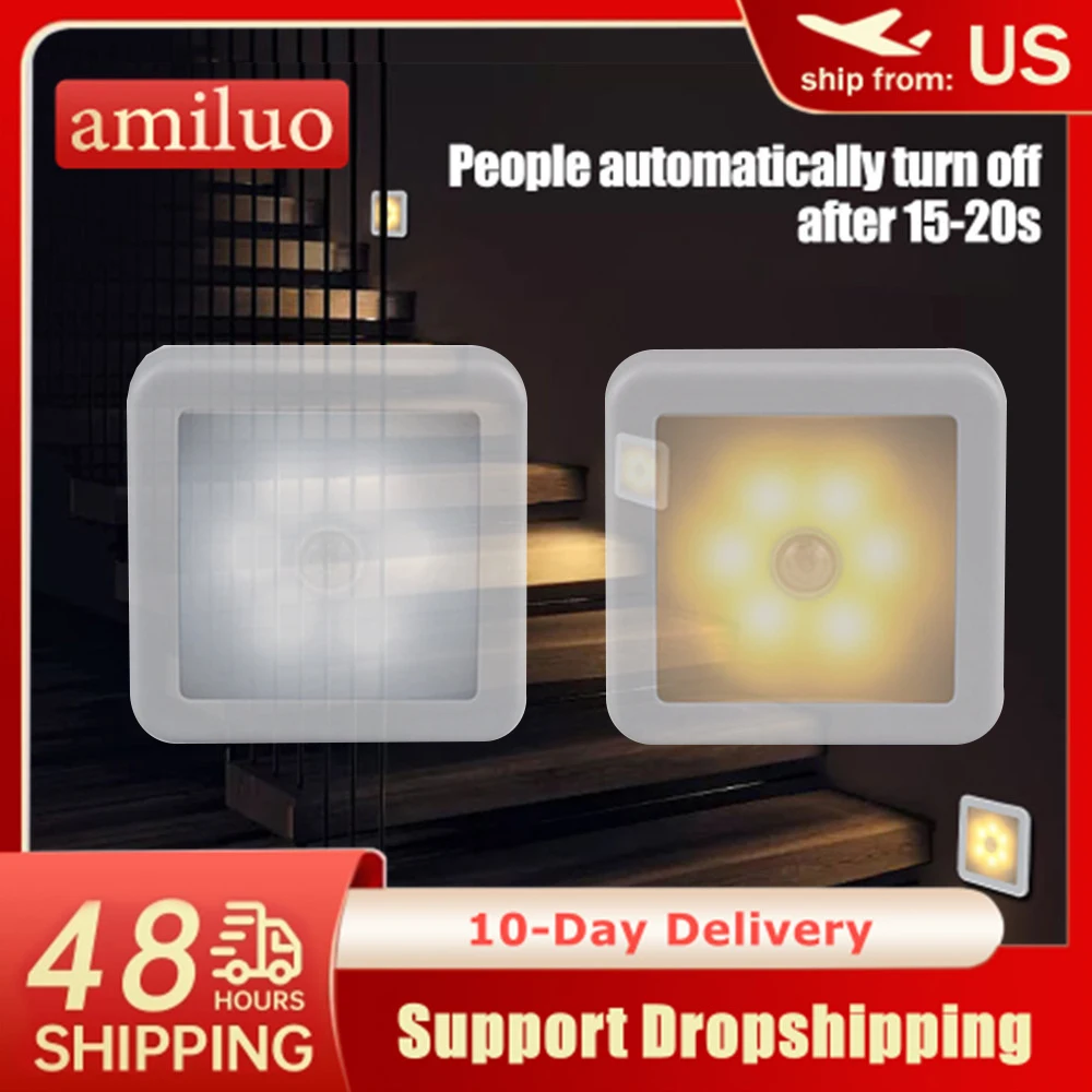 Night Light Smart Motion Sensor LED Lamp Battery Operated WC Bedside For Room Hallway Pathway Toilet Dropshipping | Лампы и освещение