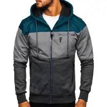 Мужская простая Лоскутная куртка на молнии с длинным рукавом и отстегивающимся капюшоном, Мужская Повседневная зимняя спортивная куртка для бега, мода