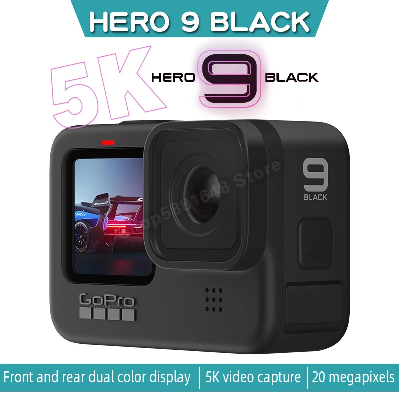 GoPro hero 9 черная камера с автоспуском и функцией стабилизации 20 МП видеокамера для