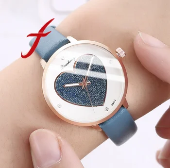 

Women Watch Fashionable Reloj Mujer Temperament Ladies Watch Heart-shaped Characteristic Peach Dial Belt Wrist Watches For Women