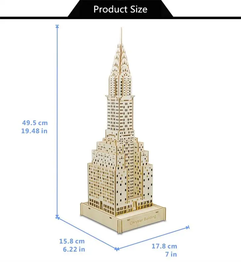 Набор для сборки по дереву Пазлы обучающие игры DIY Chrysler building 3d деревянные пазлы для детей и взрослых подарки на Рождество и день рождения