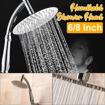 

Chrome 6/8 Inch Round Stainless Steel Rain Shower Head Rainfall Bathroom Top Sprayer High Pressure Water Saving