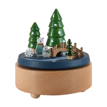 

Winter Music Box Rotating Mechanical Clockwork Music Box Wooden Hand-Painted Craft