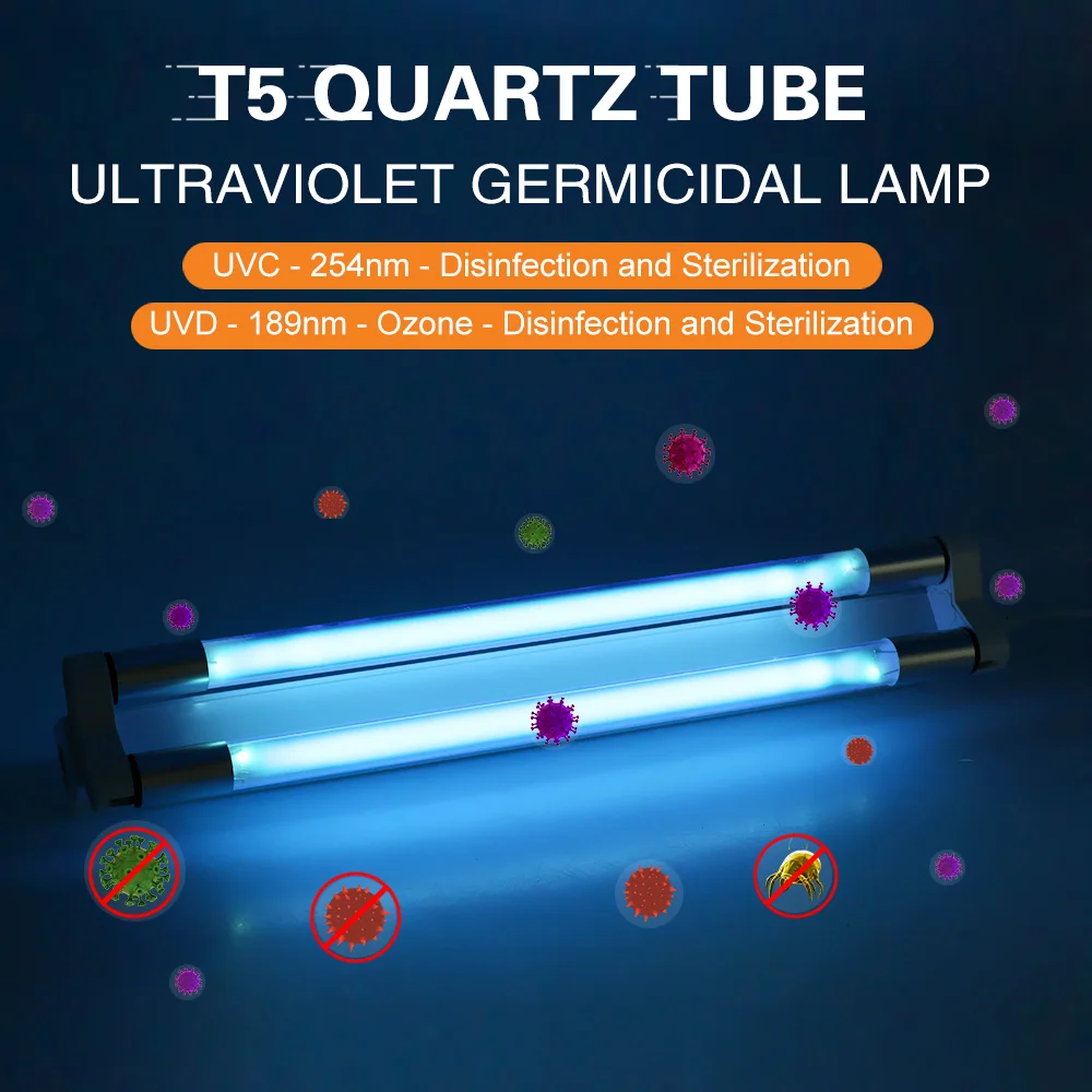 220V Ultraviolet Germicidal Lamp T5 Tube 16W UVC Ozone Double-sterilized for Home / Hospital