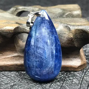 

Top Natural Blue Kyanite Pendant For Women Man Water Drop Stone 36x19x6mm Beads Crystal 925 Silver Beauty Fashion Jewelry AAAAA