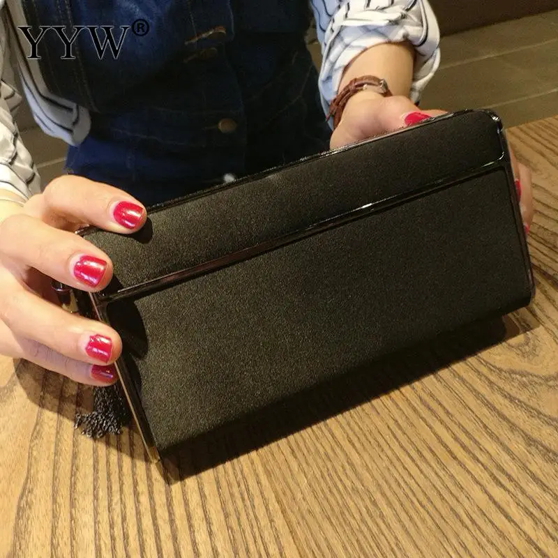 Black Sparkling Tassel Clutch Purse Elegant Glitter Evening Bags Bling Evening Handbag For Dance Wedding Party Prom Bride