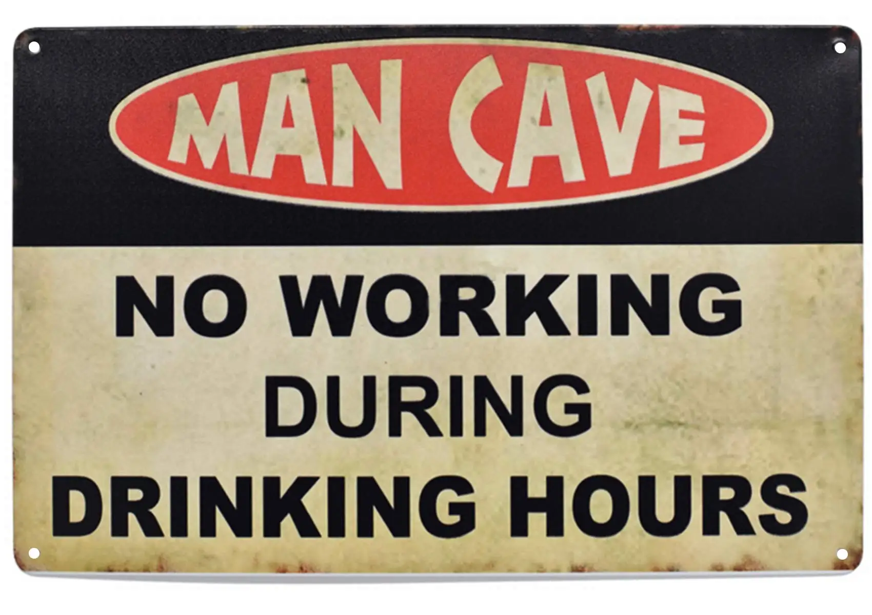 

Man Cave No Working During Drinking Hours Metal Tin Signs Funny Beer Vintage Garage Wall Signs Retro Decor Indoor Road Country