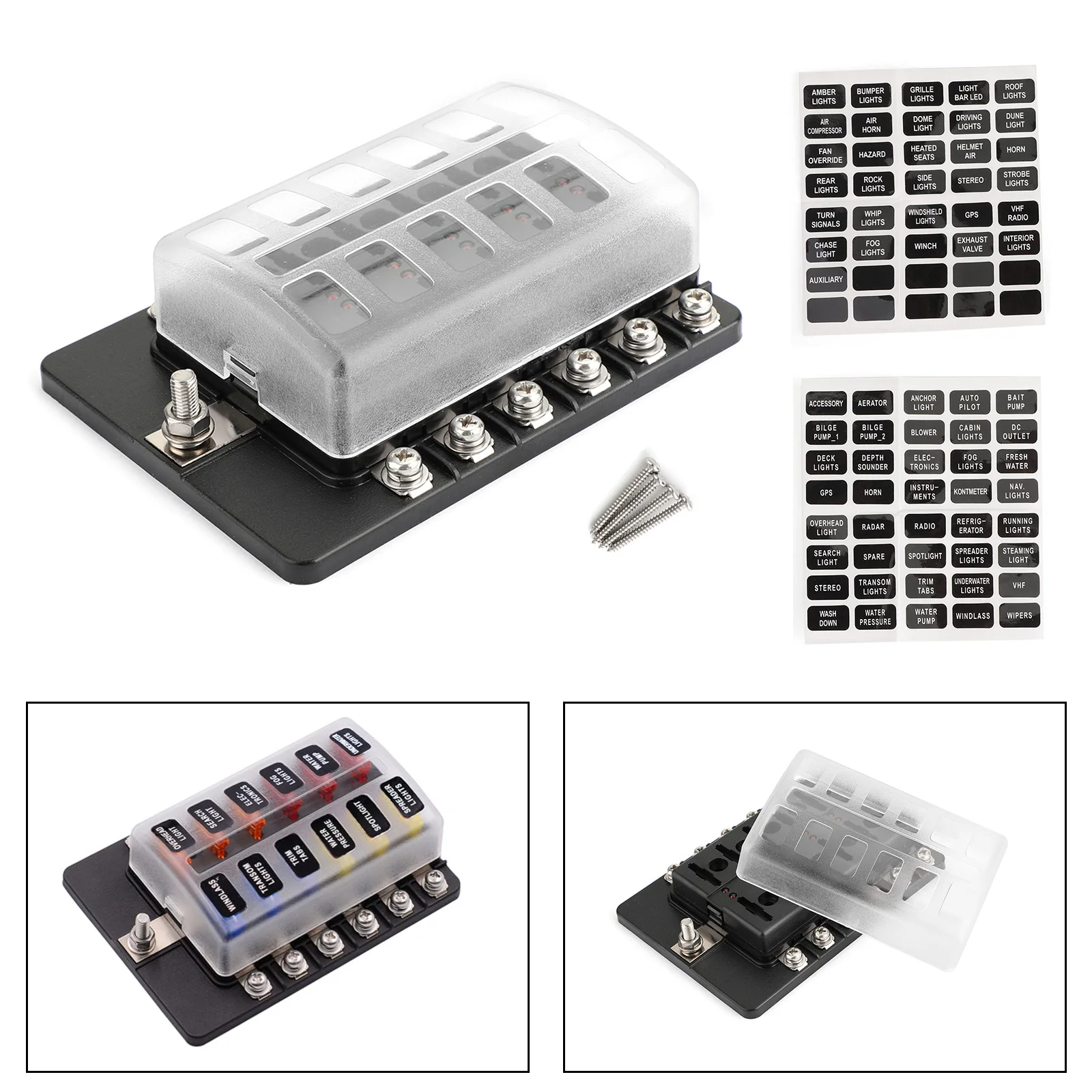 Areyourshop 32V постоянного тока с светодиодный индийских ATO r 12 способ лезвие предохранителей держатель предохранителя предохранителей Стандартный УВД ATO для автомобиля лодка морской автобус Ван