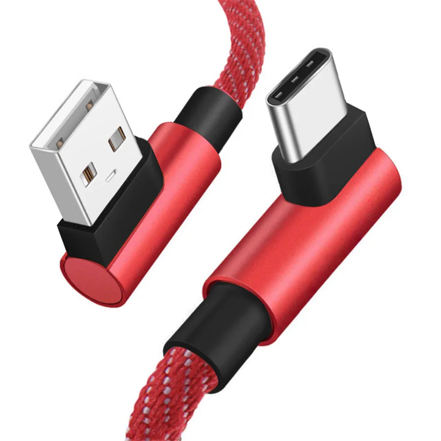 

Type C Cable Micro USB Cable 2A Fast Charger USB 90 Degree Elbow Nylon Braided Data Cable for Samsung Xiaomi Htc Android Phone