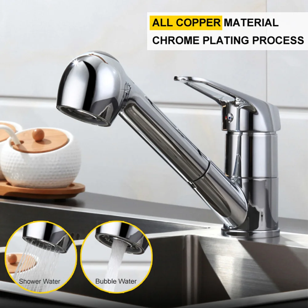  Pull Out Spray Sink Kitchen Faucet Zinc Alloy Mixer Tap Swivel Spout Single Handle grifo cocina kit - 4000110444079