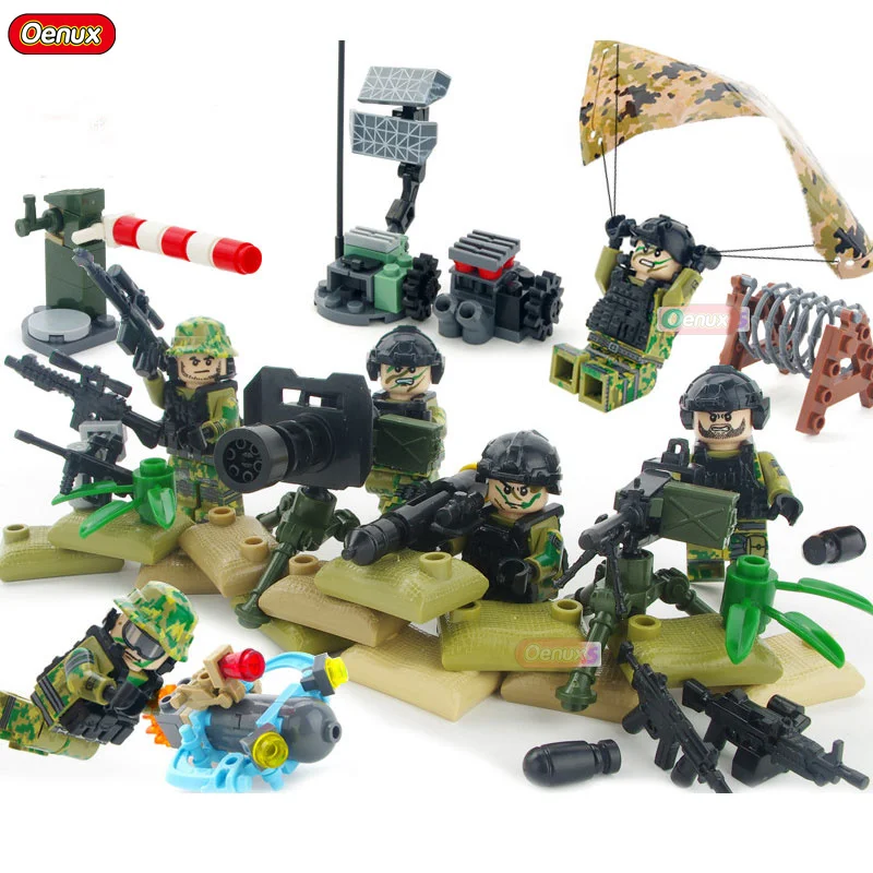 Oenux мини спецназ камуфляж солдаты рисунок военного Moc строительные блоки кирпич Совместимость с игрушка конструктор для детей