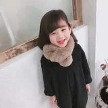 Корейская однотонная имитация кроличьего волоса мягкие теплые осенне-зимние толстые дети мальчики девочки перекрестные кольца шали шарфы-LHC