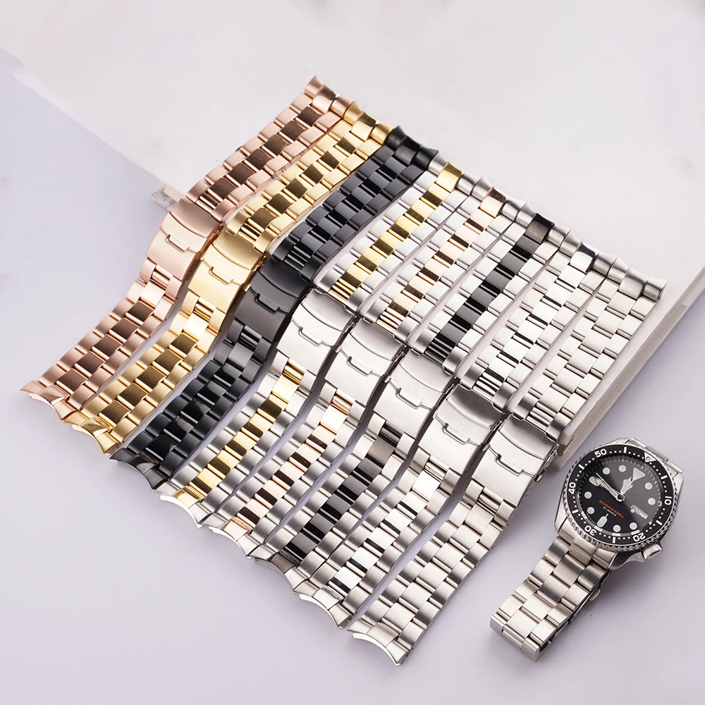 Браслет Rolamy из стали 316L с изогнутым концом 22 мм для часов Seiko SKX007/009 | Наручные часы