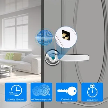 

Smart Fingerprint Door Lock Electronic Keyless Entry Door Lock with Mechanical Key unlock for Door Lock Security