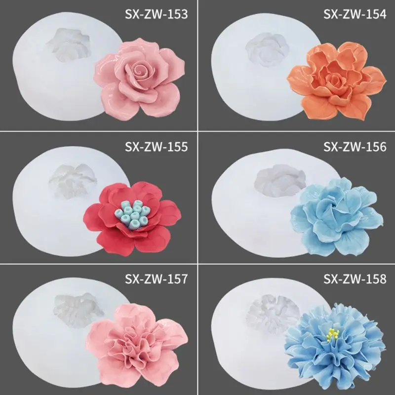 

DIY Crystal Epoxy Mold 3D Flower Shape High Mirror Silicone Mould Aroma Scented Candle Cake Decoration Baking Making Molds