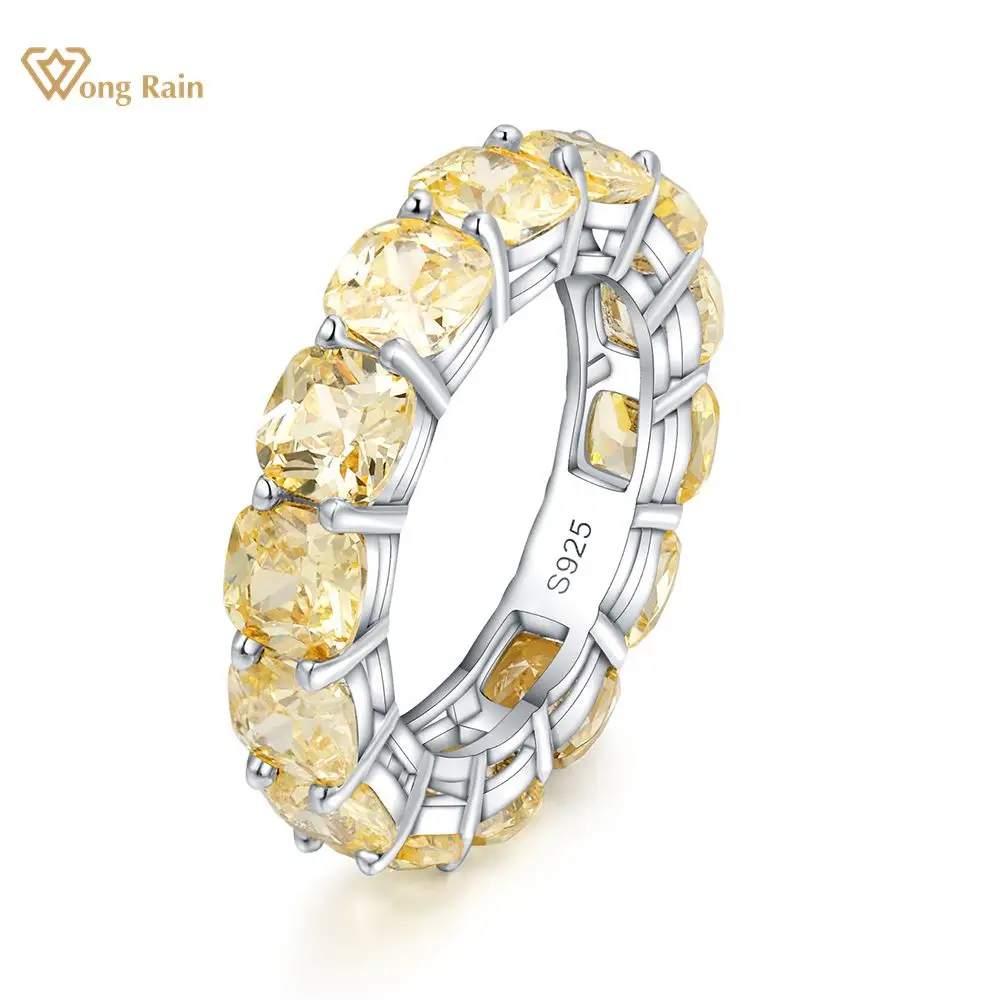Wong Rain Classic 925 Sterling Silver Created Moissanite Diamonds Gemstone Wedding Band Engagement Ring Fine Jewelry Wholesale 1