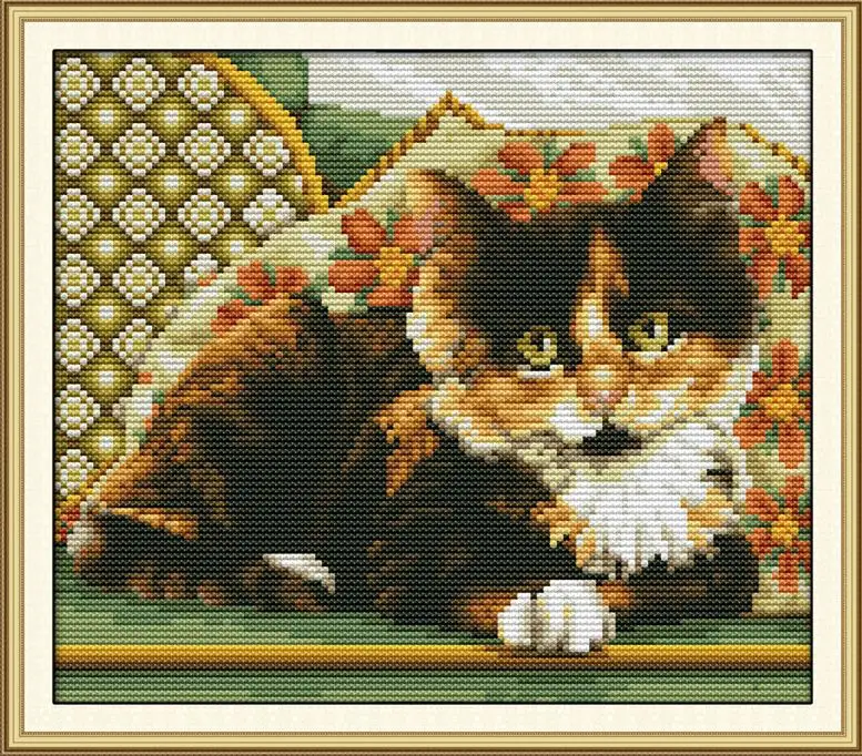 Серия кошек, картины, вышивка крестиком, Печатный холст, сделай сам, ручная работа, наборы для вышивки, DMC, хлопковая нить, ремесла - Цвет: DA255