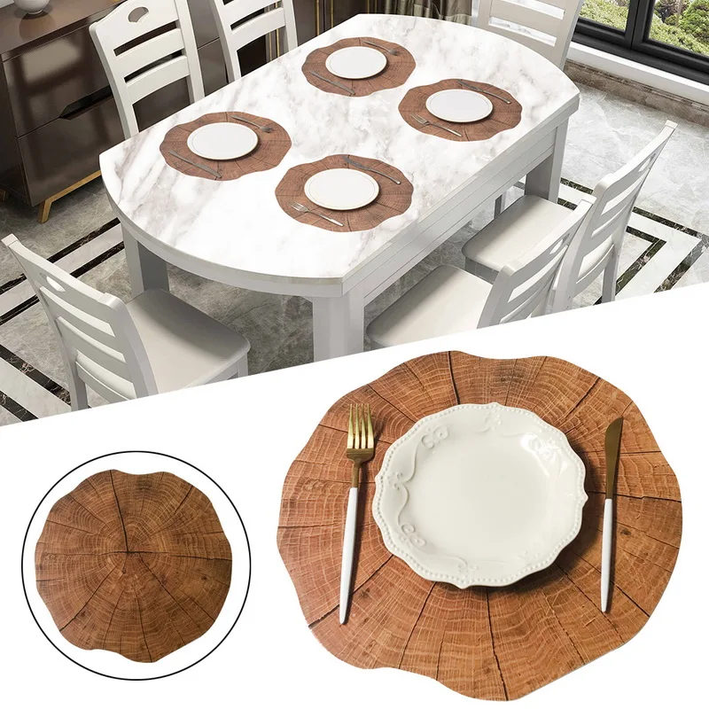 Log Placemat Wood Mat Western Placemat Stake Placemat Round Wood Grain Non Slip Heat Insulation Moistureproof Mat Aliexpress Home Garden