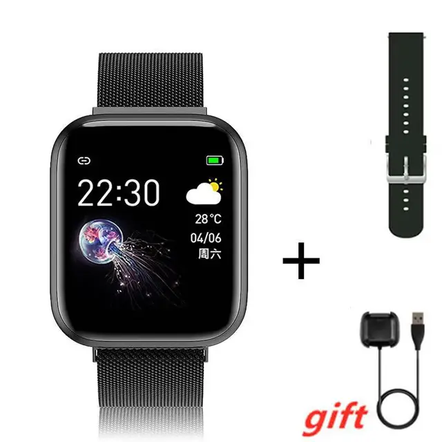 I5 Sport Smartwatch Women Men Heart Rate Blood Pressure Fitness Tracker Kids Smart Clock For Android IOS Smart Watch PK IWO P80 i5 Steel Black