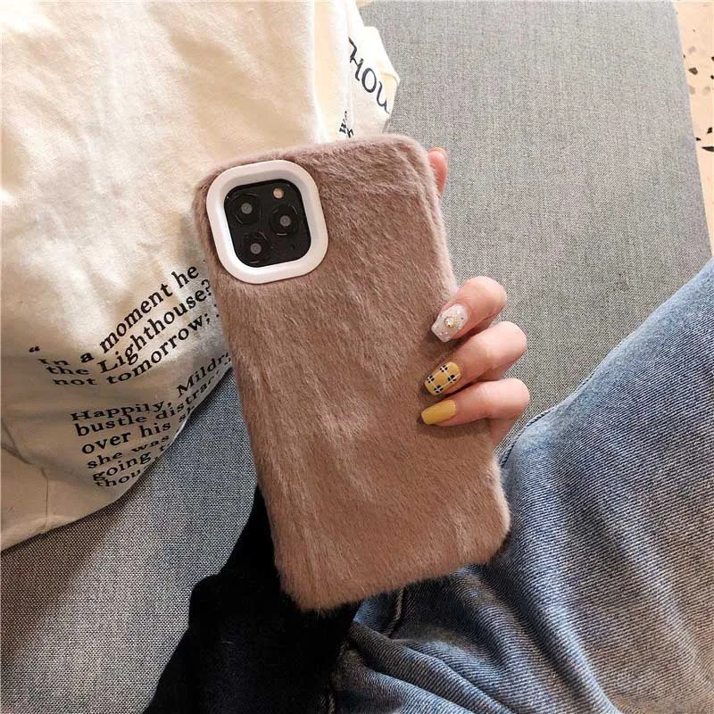 GlamPhoneCase сплошной цвет плюшевый чехол для телефона для iPhone11Pro/Max X XS Max XR Мягкий силиконовый чехол для iPhone11 7 8 6 6s Plus