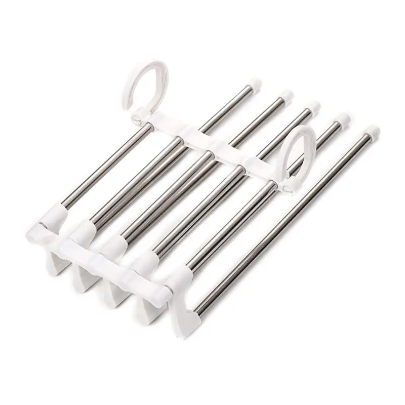 1 Set Of Clothes Hanger Stainless Steel Multifunction Five In One Pants Hanger Coat Hanger Clothes Rack For Indoor Home Travel - Цвет: 2