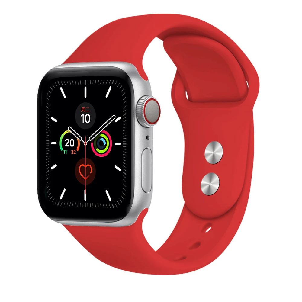 Grand Red Спортивный силиконовый ремешок для apple iwatch серии 5/4/3/2/1, сменный ремешок для наручных часов, ремешок для apple watch 42mm 44 мм, 38 мм, 40 мм - Цвет ремешка: Grand Red