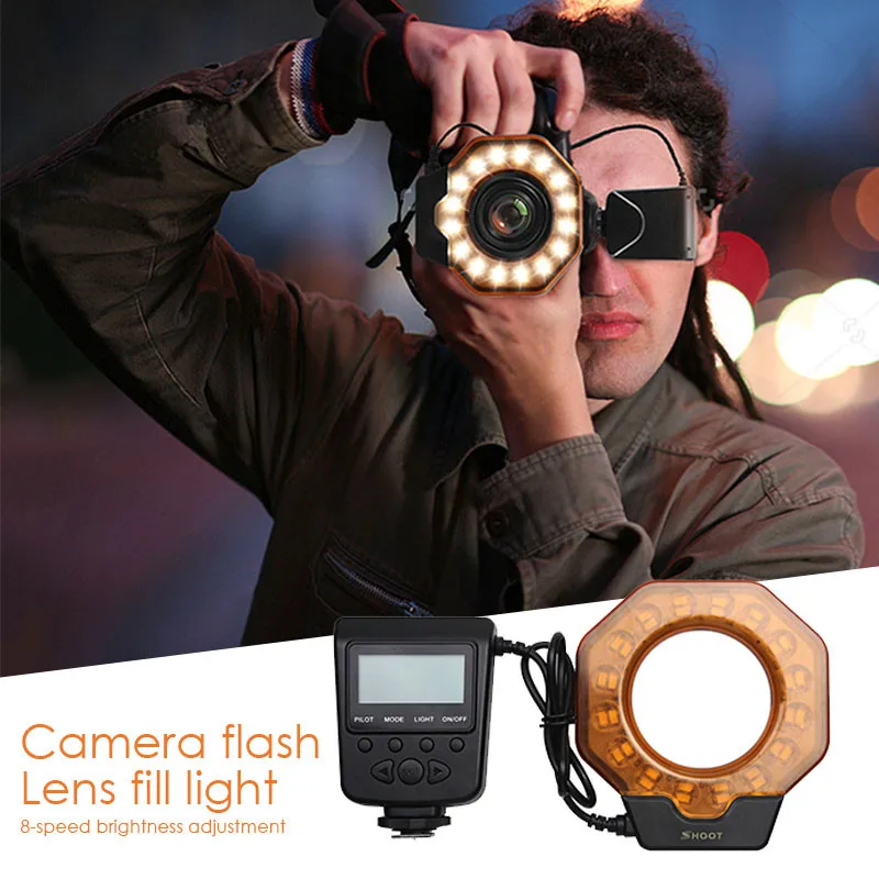

XT-356/SL-103C Macro LED Ring Flash Light Speedlight Speedlite for Canon 6D 7D Nikon D750 Sony Hotshoe Olympus Panasonic P