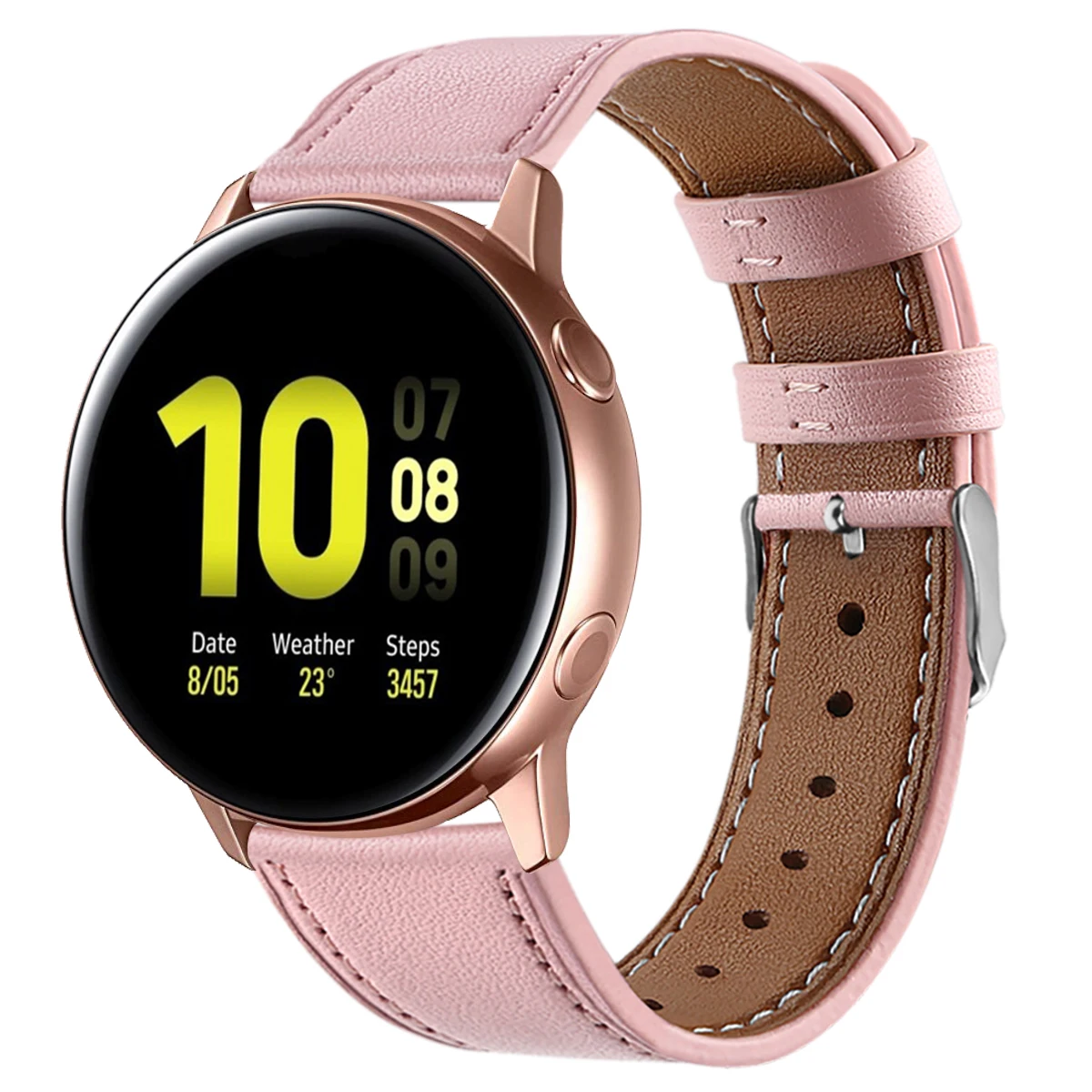 pink Браслет для samsung Galaxy Watch Active 2 ремешок для часов верхний слой кожаный ремешок для часов из натуральной кожи круглый хвост ремешок для часов для женщин - Цвет: pink