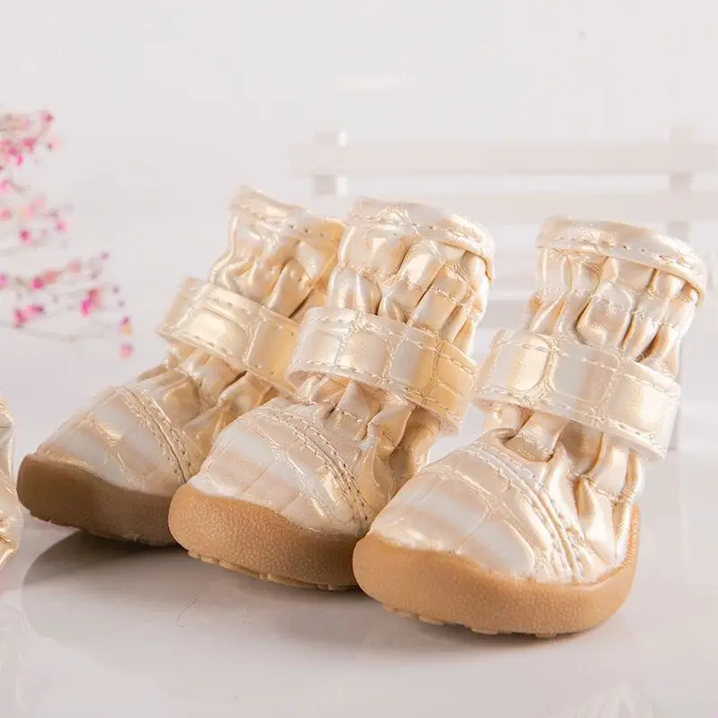 

New Small Dog Shoes Warm Winter Boots Waterproof Anti-Slip Pet Shoes For Dogs And Cats Cat Shoes Skidproof Puppy Shoes 4 pcs/set