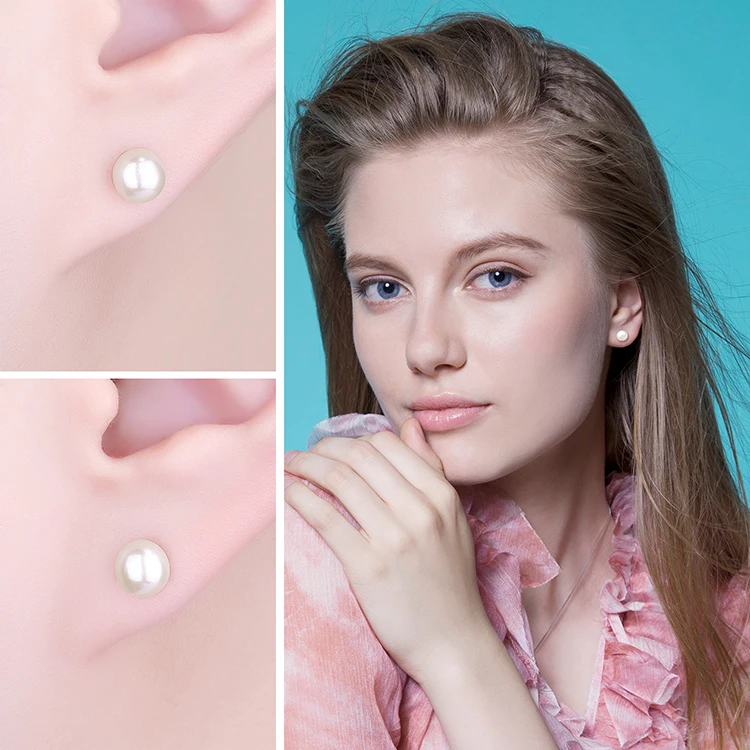 Jewelrypalace 6.5 мм пресноводным культивированным жемчугом кнопку мяч Серьги-гвоздики 925 серебро Красивые ювелирные изделия Серьги для Для женщин