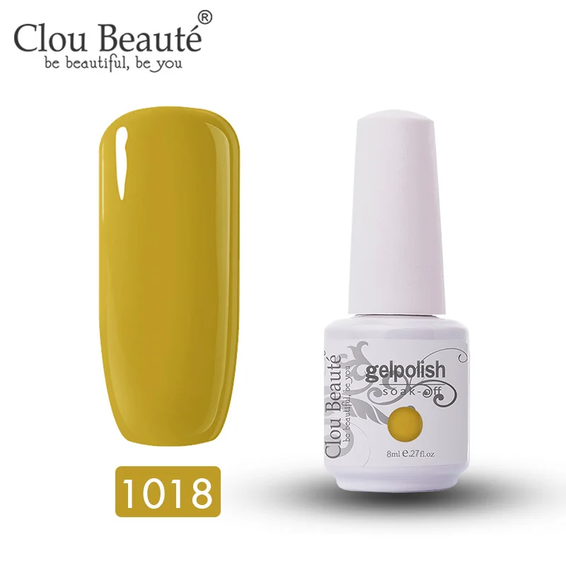 1018 Clou Beaute Гель-лак для ногтей Гибридный блеск для ногтей Цветной Гель-лак неоновый гель для ногтей 8 мл UV Vernis Полупостоянный праймер верхнее покрытие - Цвет: 1018