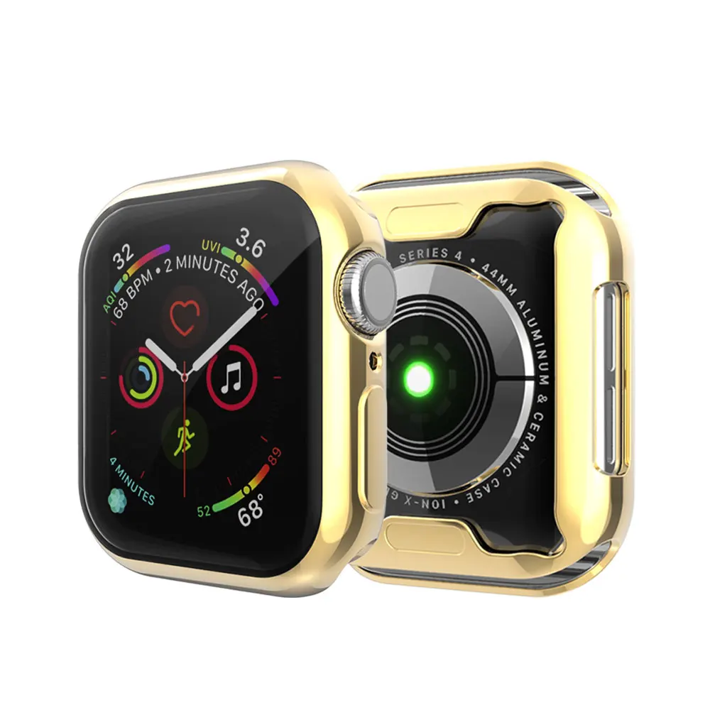 Защитный чехол для Apple Watch, версии 5/4/3/2/1 40 мм 44 Scratch полный пакет Electroplating TPU чехол s для наручных часов iWatch, версия 3, 2, 42 мм, 38 мм - Цвет: Золото