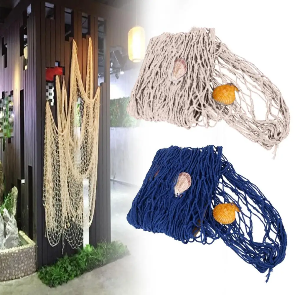 

LTP 1.5 * 2M Mediterranean-style decoration fishnet thick line hemp rope shell children's room wall hangings Home Decorations