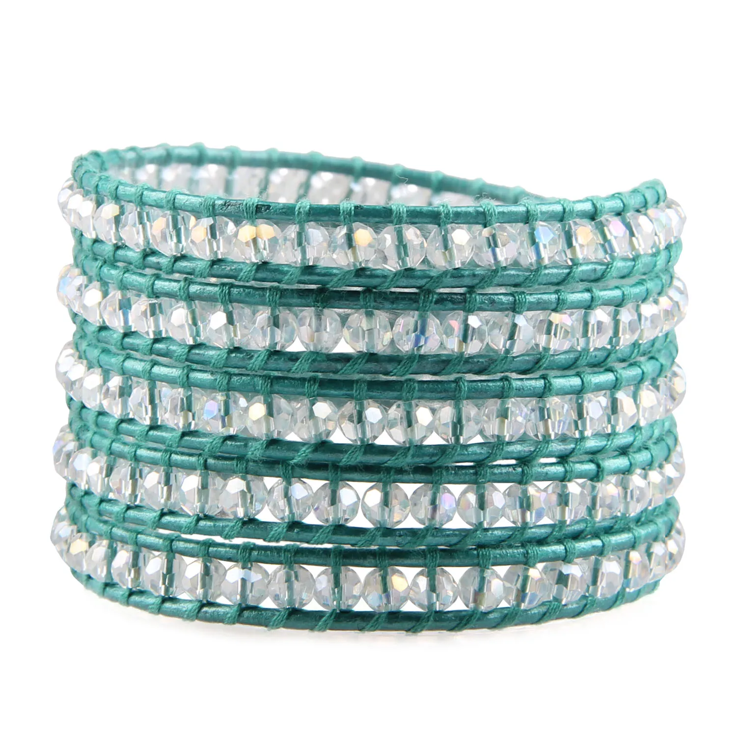 

KELITCH 5 Wrap Bracelets Handmade Woven Multilayered Strand Crystal Beads Friendship Bracelets for Women Couples