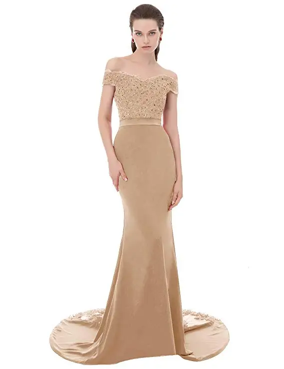 VKBRIDAL Robe De Soiree Красное длинное вечернее платье Русалка Вечерние элегантные Vestido de Festa Longo вечернее платье для выпускного вечера - Цвет: Шампанское